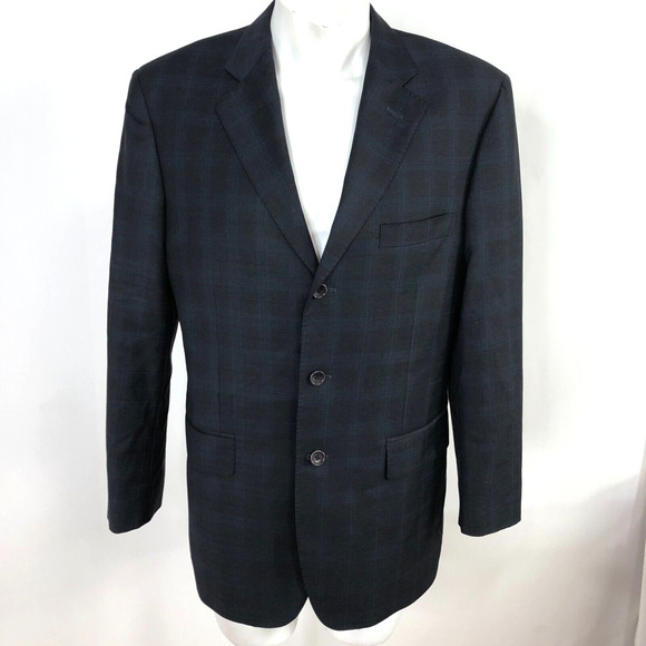 Ermenegildo Zegna Cloth 40 Gray Blue 100% Wool Blazer Sport Coat Jacket - Picture 1 of 16